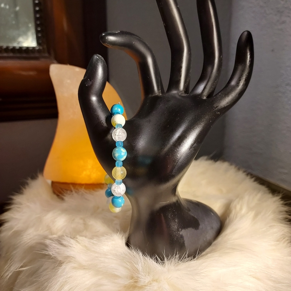 New crystal blue yellow agate bracelet